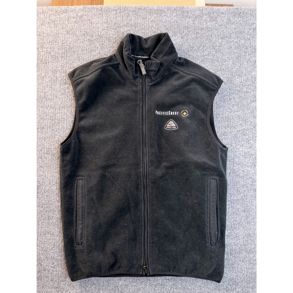 Nike ACG Mens Medium Black Therma-Fit Fleece Vest Pacific Crest Full Zip Hiking